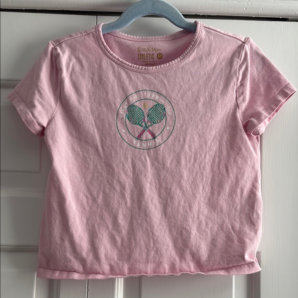 Lilly Pulitzer Luxletic Peony Pink Holding Court Tennis Graphic tee